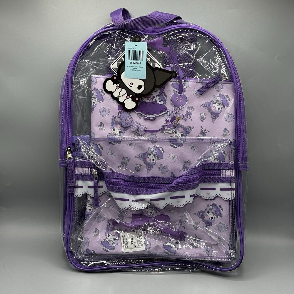 Kuromi Lolita Ribbon Clear Backpack NEW